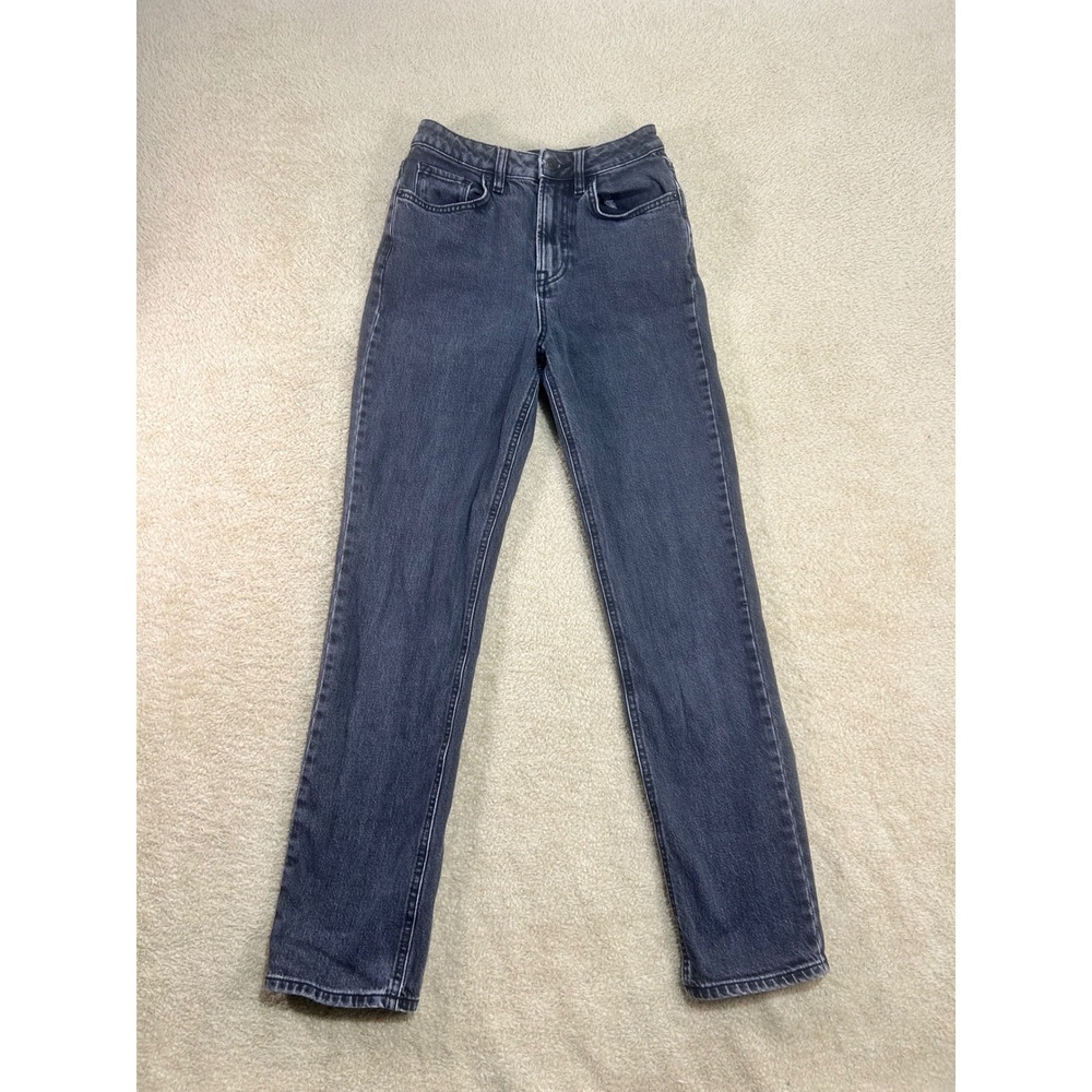 Forever 21 Women's Black & Gray Straight Leg Jeans Size 26 High Rise Distressed